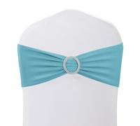 Weddecor Stretch Chair Bands Plain Spandex Band with Slider Buckle for Wedding Party Chair Decoration, Events Supplies, Formal Meeting, Baby Blue, 13 x 6 Inches, 1 Piece