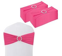 WedDecor Stretch Chair Bands Plain Spandex Band with Slider Buckle for Wedding Party Chair Decoration, Events Supplies, Formal Meeting, Hot Pink, 13 x 6 Inches, 25pcs | Stretch Chair Sashes for Wedding Party Chair Decoration, Event Supplies, Formal Meeting, 13 x 6 Inches