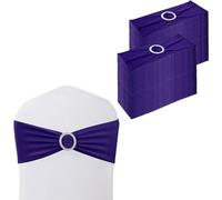 WedDecor Stretch Chair Bands Plain Spandex Band with Slider Buckle for Wedding Party Chair Decoration, Events Supplies, Formal Meeting, Purple, 13 x 6 Inches, 100pcs
