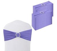 WedDecor Stretch Chair Bands Plain Spandex Band with Slider Buckle for Wedding Party Chair Decoration, Events Supplies, Formal Meeting, Lavender, 13 x 6 Inches, 100pcs