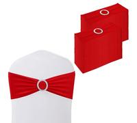 Weddecor Stretch Chair Bands Plain Spandex Band with Slider Buckle for Wedding Party Chair Decoration, Events Supplies, Formal Meeting, Red, 13 x 6 Inches, 100pcs