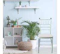 WedDecor Stretch Chair Seat Covers Spandex Dining Chair Pad Slipcovers for Chiavari, Removable Washable Elasticated Cushion Protectors Kitchen Chair Seat Pad Protector, Ivory 100pcs