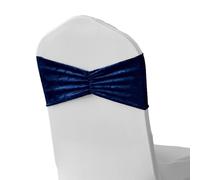 WedDecor Stretchable Velvet Chair Bands for Wedding Party Chair Decoration, Events Supplies, Formal Meeting, Navy Blue, 50 Pieces