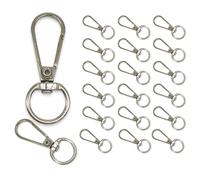 WedDecor Swivel Claw Clasps Metal Push Clip Lobster Hook with Keyring for Keychains, Purse, Bags Accessories, Webbing Strap, DIY Leather Craft, Silver, 13mm, 20pcs