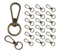 WedDecor Swivel Claw Clasps Metal Push Clip Lobster Hook with Keyring for Keychains, Purse, Bags Accessories, Webbing Strap, DIY Leather Craft, Bronze, 13mm, 20pcs