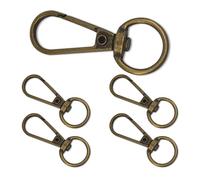 WedDecor Swivel Claw Clasps Metal Push Clip Lobster Hook with Keyring for Keychains, Purse, Bags Accessories, Webbing Strap, DIY Leather Craft, Bronze, 13mm, 5pcs