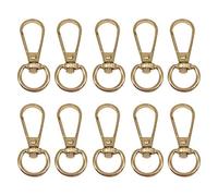 WedDecor Swivel Claw Clasps Metal Push Clip Lobster Hook with Keyring for Keychains, Purse, Bags Accessories, Webbing Strap, Purse, DIY Leather Craft, Gold, 13mm, 10pcs