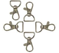 WedDecor Swivel Claw Clasps Trigger Metal Clip Lobster Hook with Keyring for Keychains, Bags Accessories, Webbing Strap, DIY Leather Craft, Silver, 15mm, 5pcs