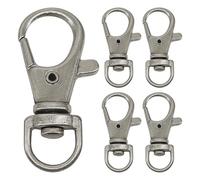 WedDecor Swivel Claw Clasps Trigger Metal Clip Lobster Hook with Keyring for Keychains, Bags Accessories, Webbing Strap, DIY Leather Craft, Silver, 10mm, 5pcs