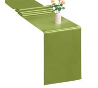 WedDecor Table Runner 11x108 inch Satin Table Runner Wrinkle-Free Drapes Elegant Dining Table Wedding Decorations Tabletop Decor Party Table Runners for Christmas Decorations, Sage Green, 20pcs