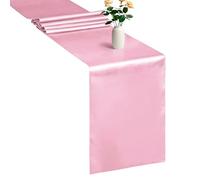 WedDecor Table Runner 11x108 inch Satin Table Runner Wrinkle-Free Drapes Elegant Dining Table Wedding Decorations Tabletop Decor Party Table Runners for Christmas Decorations, Baby Pink, 20pcs