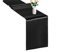 WedDecor Table Runner 11x108 inch Satin Table Runner Wrinkle-Free Drapes Elegant Dining Table Wedding Decorations Tabletop Decor Party Table Runners for Christmas Decorations, Black, 1pc