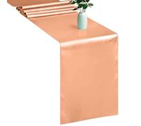 WedDecor Table Runner 11x108 inch Satin Table Runner Wrinkle-Free Drapes Elegant Dining Table Wedding Decorations Tabletop Decor Party Table Runners for Christmas Decorations, Peach, 10pcs