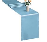 WedDecor Table Runner 11x108 inch Satin Table Runner Wrinkle-Free Drapes Elegant Dining Table Wedding Decorations Tabletop Decor Party Table Runners for Christmas Decorations, Baby Blue, 10pcs