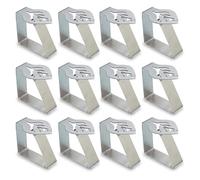 WedDecor Tablecloth Clips - 12 Pack Heavy Duty Stainless Steel Table Cover Clamps for Secure Fit, Indoor & Outdoor, Party, Wedding & Camping Use, Silver, Leaf Design