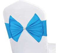 WedDecor Turquoise Blue Elastic Chair Covers Sashes with Buckle Bows, Stretch Chair Cover Band with Buckle Slider, Spandex Chair Sashes for Wedding Parties, Receptions, Chair Decoration - 10pcs