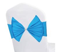 WedDecor Turquoise Blue Elastic Chair Covers Sashes with Buckle Bows, Stretch Chair Cover Band with Buckle Slider, Spandex Chair Sashes for Wedding Parties, Receptions, Chair Decoration - 20pcs