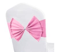 WedDecor Turquoise Pink Elastic Chair Covers Sashes with Buckle Bows, Stretch Chair Cover Band with Buckle Slider, Spandex Chair Sashes for Wedding Parties, Receptions, Chair Decoration - 20pcs