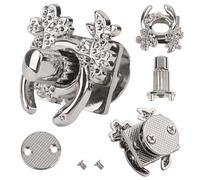 WedDecor Twist Turn Lock Flower Shape Clasp, Metal Hardware for DIY Handbags, Purses, Retro Shoulder Bags, Leather Craft Accessories, Decorative Flower Twist Lock for Fashion Bags, Silver