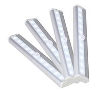 WedDecor Under Cabinet Light Wireless PIR Motion Sensor LED with Magnetic Strip Battery Operated for Cupboard, Kitchen, Bookcase, Stairs, Drawer, Warm White, 4pcs