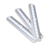 WedDecor Under Cabinet Light Wireless PIR Motion Sensor LED with Magnetic Strip Battery Operated for Cupboard, Kitchen, Bookcase, Stairs, Drawer, Warm White, 3pcs