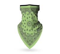 WedDecor Unisex Multifunctional Bandana Scarf with Ear Loop - Lightweight Cotton Headwear | Headwrap, Headband, Face Covering for Cycling, Hiking, Fishing - Washable & Reusable, Paisley Green