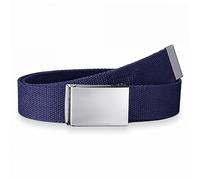 WedDecor Unisex Webbing Belt Fits 26-51 Inches - Army Combat Style Cotton Fabric Canvas Material - With Shiny Silver Buckle Slide Catch Clamp for Casual Wear-Navy