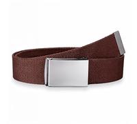 WedDecor Unisex Webbing Belt Fits 26-51 Inches - Army Combat Style Cotton Fabric Canvas - With Shiny Silver Buckle Slide Catch Clamp for Casual Wear-Brown