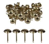 WedDecor Upholstery Tacks Nails Round Head Stud Decorative Thumbtacks Nail Pins For Furniture, Wood Sofa, Chair, Carpet, DIY Projects, 15mm x 9mm, Brass, 100pcs