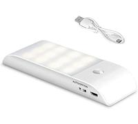 WedDecor USB Rechargeable Light Motion Sensor Lights with 3 Modes (On/Off/Auto), Light Battery Powered Portable Adhesive Under Cabinet Lighting for Wardrobe, Stairs, Bedroom, White, 1Pc