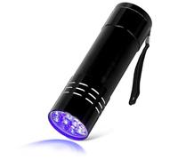 WedDecor UV Torch, Ultraviolet Torch with Black Light for Pet Urine and Stain, Money Checker, LED Flashlight, Portable Torch, 3 x AAA Battery (Not Included), Stain Finder for Carpets, Black, 1pc