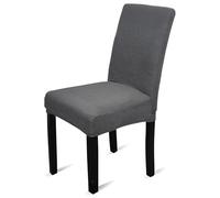 WedDecor Velvet Dinning Chair Cover Stretch Modern Seat Cover Elastic Removable Washable Spandex Chair Protectors Slipcover for Kitchen, Wedding, Banquet, Living Room, Home Decor, Dark Grey, Pack of 1