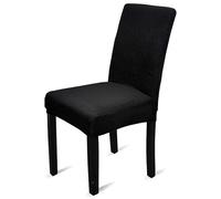 WedDecor Velvet Dinning Chair Cover Stretch Modern Seat Cover Elastic Removable Washable Spandex Chair Protectors Slipcover for Kitchen, Wedding, Banquet, Living Room, Home Decor, Black, Pack of 6