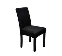 WedDecor Velvet Dinning Chair Cover Stretch Modern Seat Cover Elastic Removable Washable Spandex Chair Protectors Slipcover for Kitchen, Wedding, Banquet, Living Room, Home Decor, Black, Pack of 1