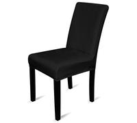 WedDecor Velvet Dinning Chair Cover Stretch Modern Seat Cover Removable Washable Highback Chair Protectors Slipcover for Kitchen, Wedding, Banquet, Living Room, Home Decoration, Black, Pack of 4