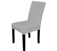 WedDecor Velvet Dinning Chair Cover Stretch Modern Seat Cover Removable Washable Highback Chair Protectors Slipcover for Kitchen, Wedding, Banquet, Living Room, Home Decoration, Silver Grey, Pack of 4