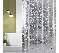 WedDecor Waterproof Heavy Duty PVC Clear 3D Effect Pebbles Pattern Shower Curtain Liner Mould & Mildew Resistant With Magnetic Bottom, 12 Curtain Hooks, 180cm x 200cm