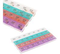 WedDecor Weekly 4-Times-A-Day Travel Pill Box - Portable Clear Pill Dispenser Tube with Snap Lids, 28-Compartment Daily Pill Planner for Prescriptions, Vitamins & Medications