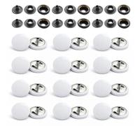 WedDecor White 15mm Press Studs Heavy Duty Metal Nickle Free 4 Parts Snap Fasteners Rivets Button for Leather Crafts, Jackets, Bags, Straps, Jeans, Clothes Repair - Pack of 50