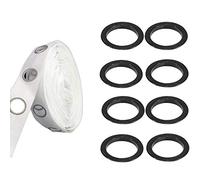 Weddecor White 5 Metres Curtain Tape with 40pcs 40mm Plastic Black Eyelets Drapery Slide Rings for Room, Doors Windows, & Backpack Bag Hole, Shower Curtain Rods, Drapes