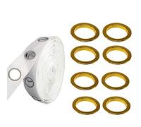 Weddecor White 5 Metres Curtain Tape with 40pcs 40mm Plastic Gold Eyelets Drapery Slide Rings for Room, Doors Windows, & Backpack Bag Hole, Shower Curtain Rods, Drapes