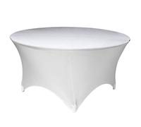 WedDecor White 60 inch Round Premium Spandex Tablecloth Stretchy Table Cover Slipcover for Wedding & Event Decoration & Birthday Party, Banquet, Dining Table Cloth, 1pc