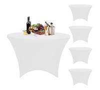 WedDecor White 72 inch Round Premium Spandex Tablecloth Stretchy Table Cover Slipcover for Wedding & Event Decoration & Birthday Party, Banquet, Christmas Decorations, Dining Table Cloth, 5pcs