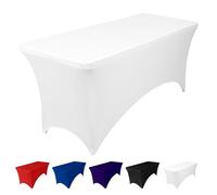 WedDecor White 72 x 30 inch Rectangular Premium Spandex Tablecloth Stretchy Table Cover Slipcover for Wedding & Event Decoration & Birthday Party, Dining Table Cloth, 1pc