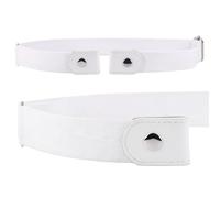 WedDecor White Buckless Belt for Men No Buckle Stretchable Elasticated Belt for Men Women Invisible belts 2 Loop Buckle No Show Waist Adjustable Elastic Belt for Trouser Jeans Pants Ladies Dresses, M