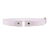 WedDecor White Buckless Belt for Men No Buckle Stretchable Elasticated Belt for Men Women Invisible belts 2 Loop Buckle No Show Waist Adjustable Elastic Belt for Trouser Jeans Pants Ladies Dresses, L
