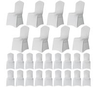 WedDecor White Chair Cover Polyester Spandex Stretch Removable Washable Front Flat Slipcover for Dining Party, Banquet Decoration, Anniversary, Conferences, Events, 100 Pieces