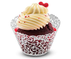 WedDecor White Cupcake Wrapper Liners for Muffins, Laser Cut Lace Baking Cups, Elegant Disposable Muffin Holders for Weddings, Engagements, Birthdays, Baby Showers & Holiday Events, 50pcs