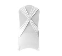 WedDecor White Protective Chair Cover Stretchable Slipcovers with Diamante Buckle Chair Band for Weddings Decoration, Hotel, Conferences, Events, Restaurant, Birthday & Christmas Parties, 1pc