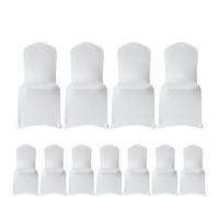 WedDecor White Protective Chair Cover Stretchable Spandex Front Flat Slipcovers for Weddings Decoration, Hotel, Conferences, Events, Restaurant, Birthday & Christmas Parties, 10pcs